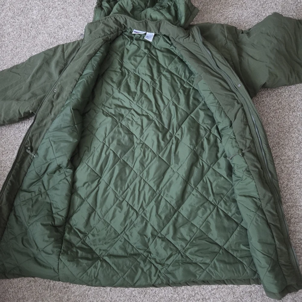 VTG 90s Reebok Full Length Long Puffer Jacket Quilted‎ Size XL Mens- Army Green